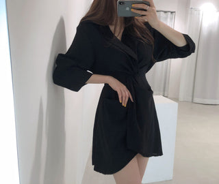 Lapeld short skirt slim dress