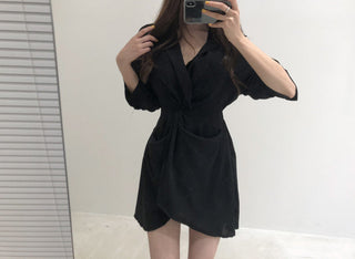 Lapeld short skirt slim dress