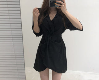 Lapeld short skirt slim dress