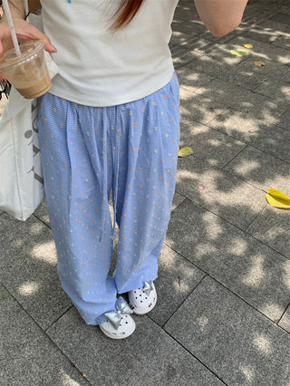 Loose Pattern texture draw-string pants