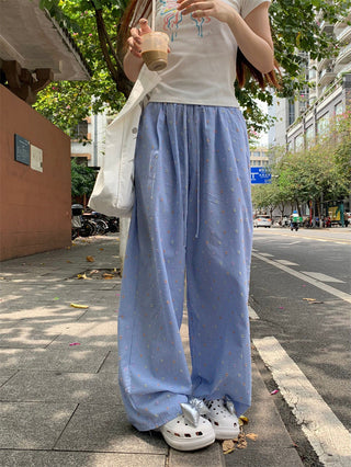 Loose Pattern texture draw-string pants