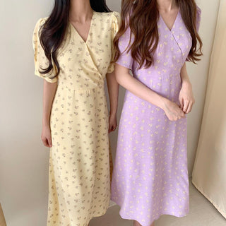 French V -neck floral dress