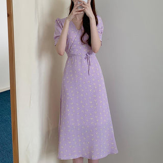 French V -neck floral dress