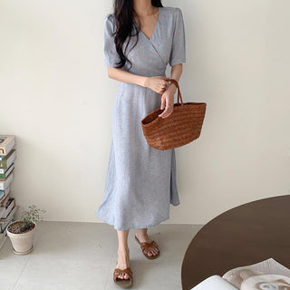 French V -neck floral dress