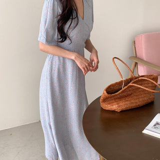 French V -neck floral dress