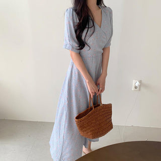 French V -neck floral dress
