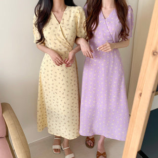 French V -neck floral dress