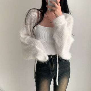 Oversized Mink Wood knit cardigan