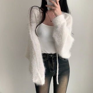 Oversized Mink Wood knit cardigan