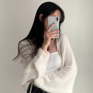 Oversized Mink Wood knit cardigan