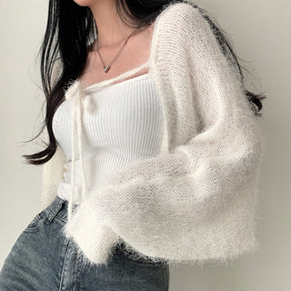 Oversized Mink Wood knit cardigan