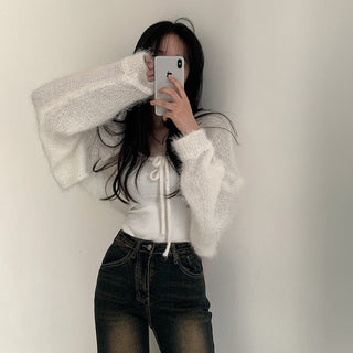 Oversized Mink Wood knit cardigan