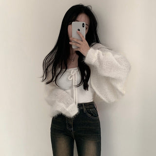 Oversized Mink Wood knit cardigan