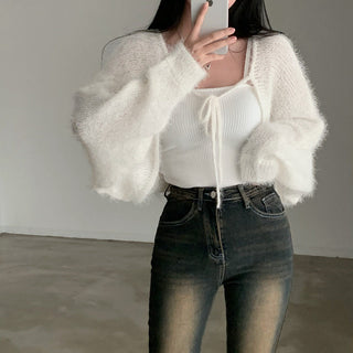 Oversized Mink Wood knit cardigan