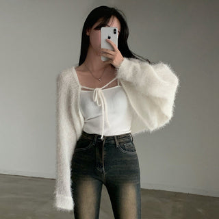 Oversized Mink Wood knit cardigan