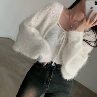 Oversized Mink Wood knit cardigan