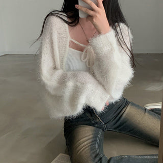 Oversized Mink Wood knit cardigan