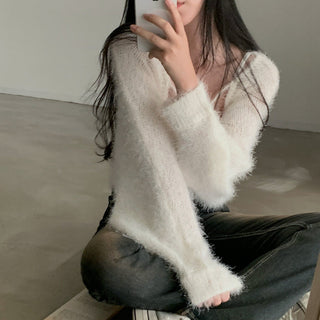 Oversized Mink Wood knit cardigan