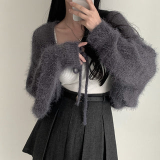 Oversized Mink Wood knit cardigan