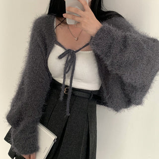 Oversized Mink Wood knit cardigan