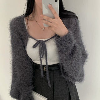 Oversized Mink Wood knit cardigan