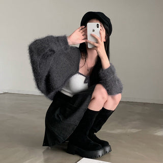 Oversized Mink Wood knit cardigan