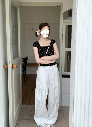 Sweet floral short-sleeved top