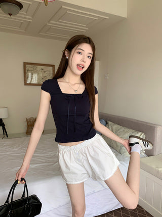 Sweet floral short-sleeved top