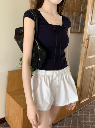 Sweet floral short-sleeved top