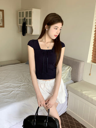 Sweet floral short-sleeved top