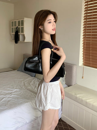 Sweet floral short-sleeved top