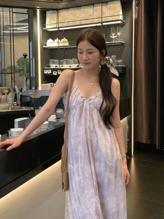 Retro floral pattern sleeveless dress