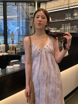 Retro floral pattern sleeveless dress
