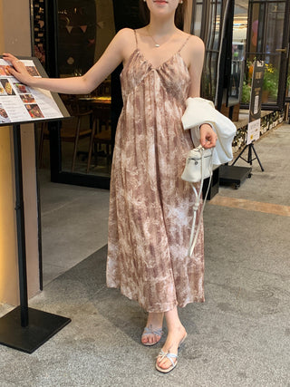 Retro floral pattern sleeveless dress