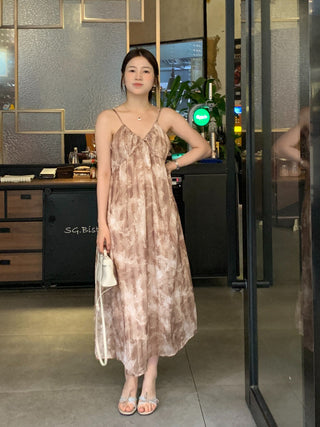 Retro floral pattern sleeveless dress