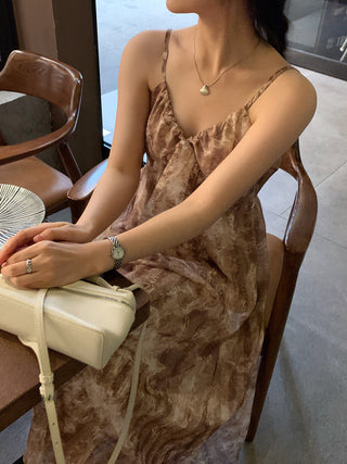 Retro floral pattern sleeveless dress