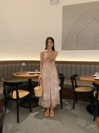 Retro floral pattern sleeveless dress