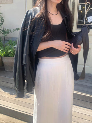 Oversized Korean motorcycle leather jacket