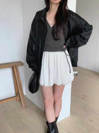 Oversized Korean motorcycle leather jacket