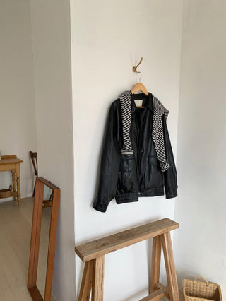 Oversized Korean motorcycle leather jacket