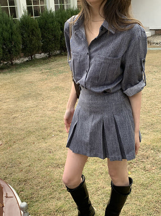Cowboy Shirt + Skirt two -piece suit
