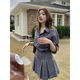 Cowboy Shirt + Skirt two -piece suit