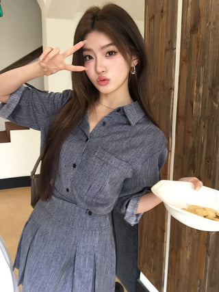 Cowboy Shirt + Skirt two -piece suit