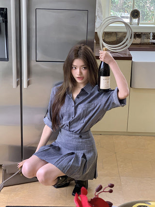 Cowboy Shirt + Skirt two -piece suit