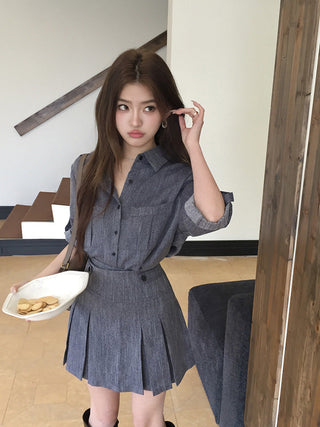 Cowboy Shirt + Skirt two -piece suit