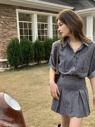 Cowboy Shirt + Skirt two -piece suit