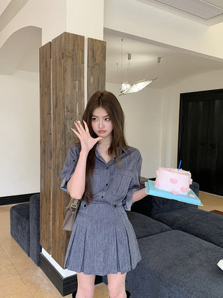 Cowboy Shirt + Skirt two -piece suit