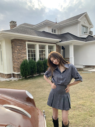 Cowboy Shirt + Skirt two -piece suit