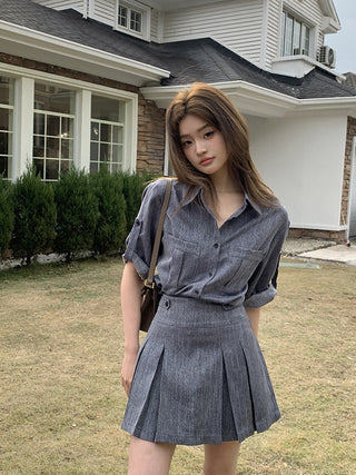Cowboy Shirt + Skirt two -piece suit