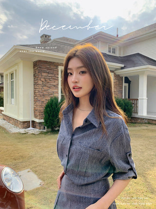 Cowboy Shirt + Skirt two -piece suit